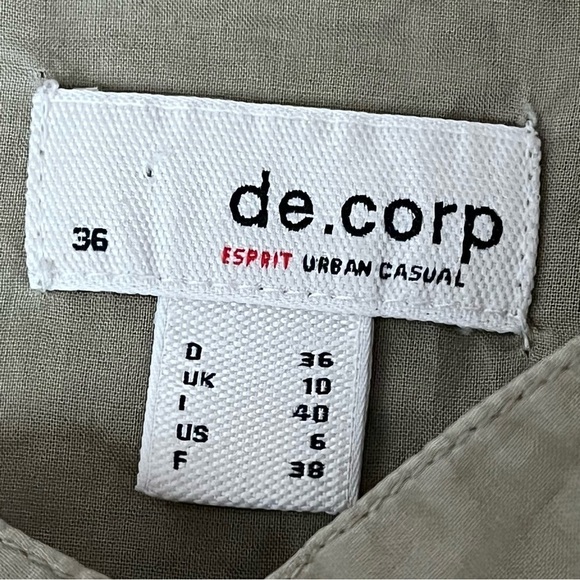 Esprit De Corp Army Green Tunic Mini Dress Sheer Utility Gorpcore Granola Girl 6 - Picture 8 of 9